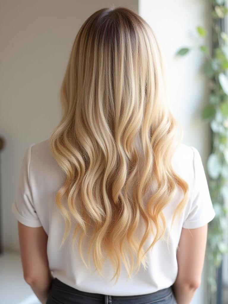 Creamy blonde balayage transformation